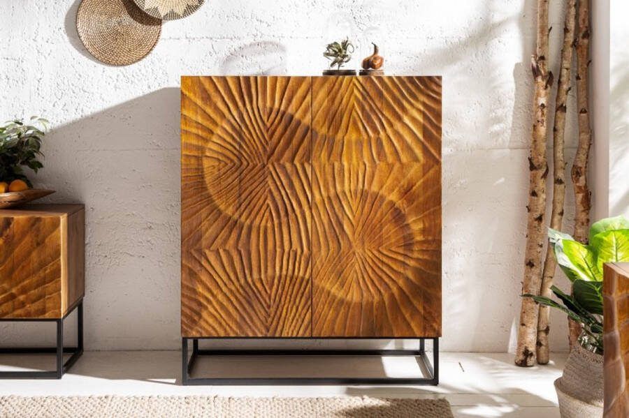 Invicta Interior Massief dressoir SCORPION 120cm bruin mangohout met gedetailleerde 3D-gravures 40183