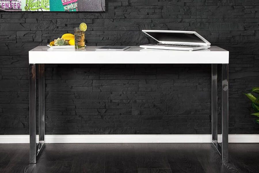 Invicta Interior Design console WHITE DESK 120cm witte hoogglans bureautafel 16714