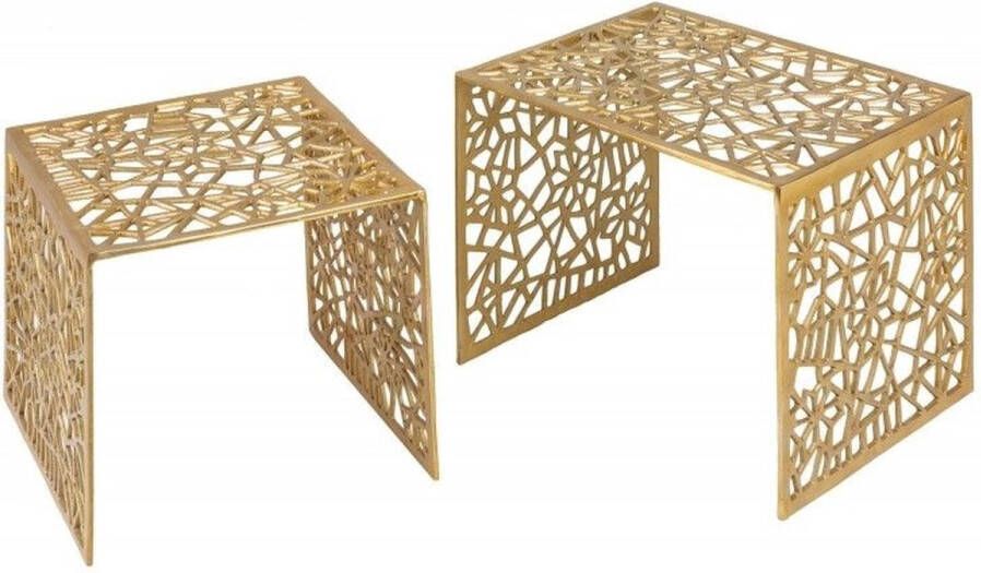 Invicta Interior Handgemaakte salontafel ABSTRACT 50cm set van 2 goud in Gap-design 40899