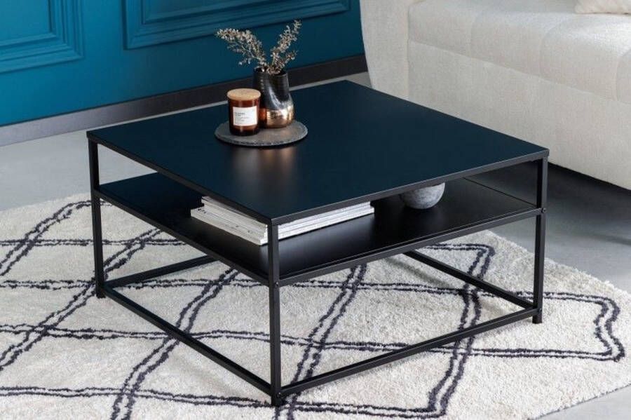 Invicta Interior industrieele salontafel DURA STEEL 70cm zwart metaal met opbergvak 41727