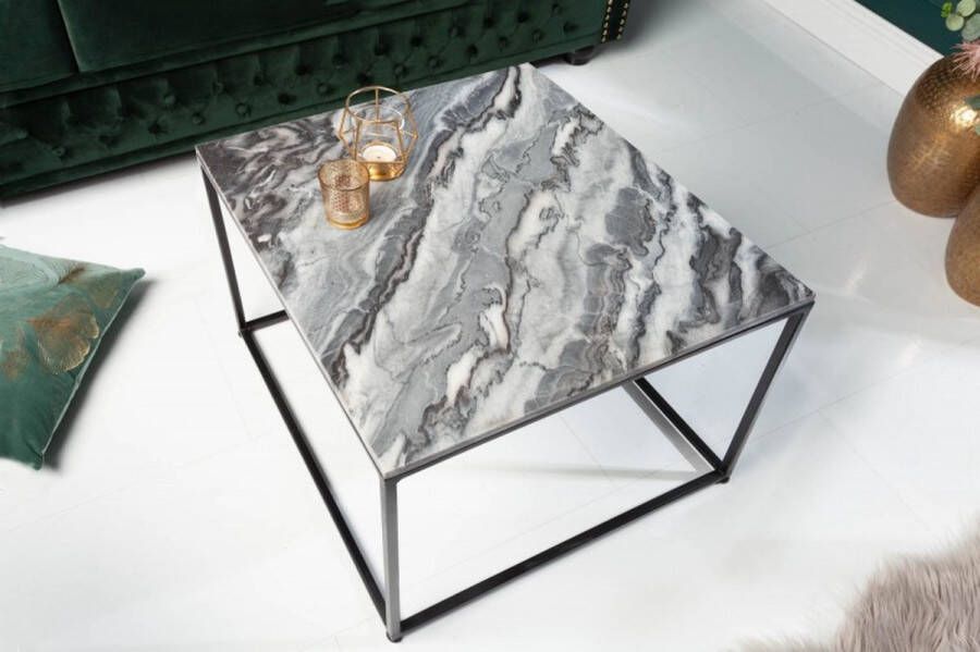 Invicta Interior Elegante salontafel ELEMENTS 50cm grijs met gepolijst marmeren blad 40113