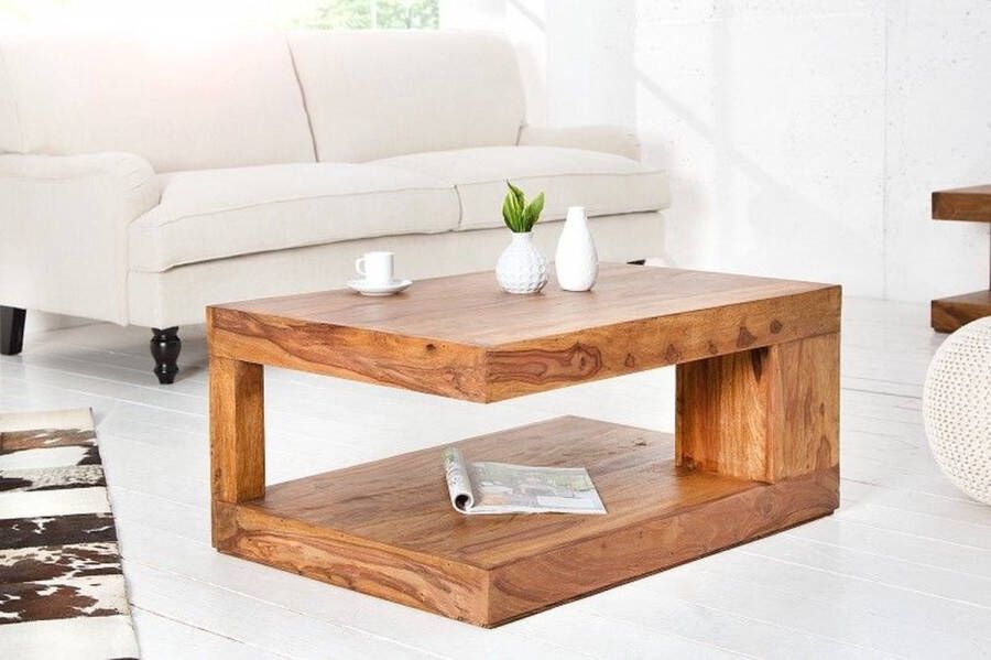Invicta Interior Massieve salontafel van kostbaar hout GIANT L 90 cm Sheesham Stone Finish 37438