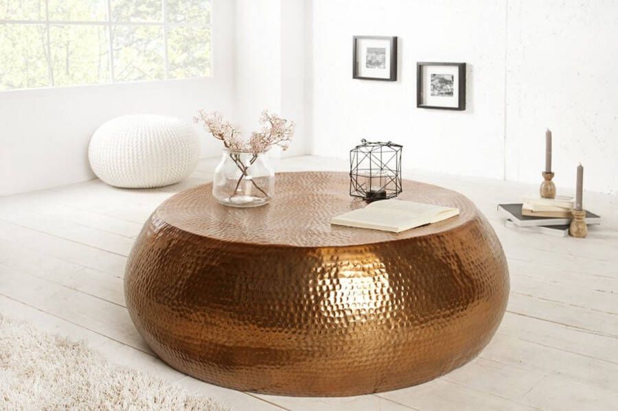 Invicta Interior Ronde salontafel ORIENT 80cm koper metaal aluminium gehamerd ontwerp handgemaakt 38395