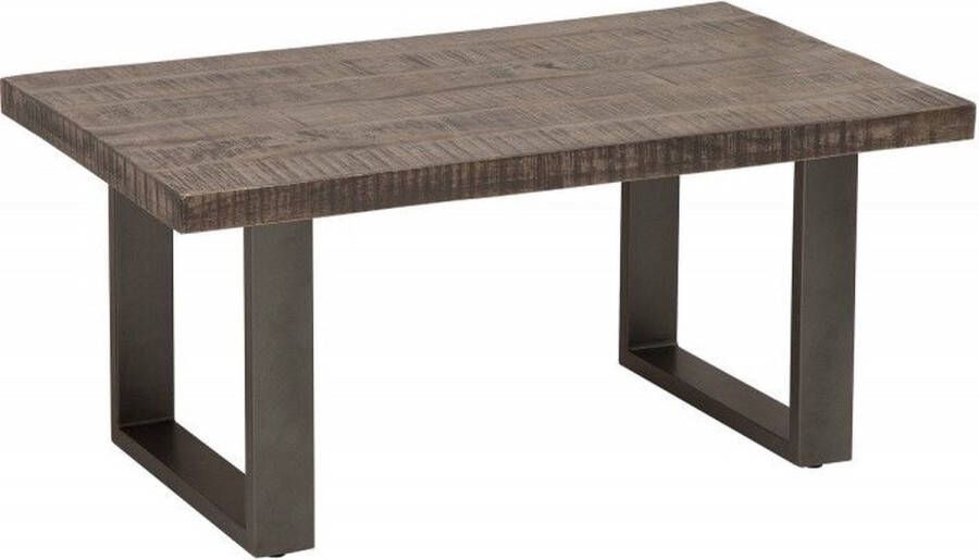 Invicta Interior Design salontafel IRON CRAFT 100cm mangohout grijs industrieel design massief ijzeren sledeframe 38661