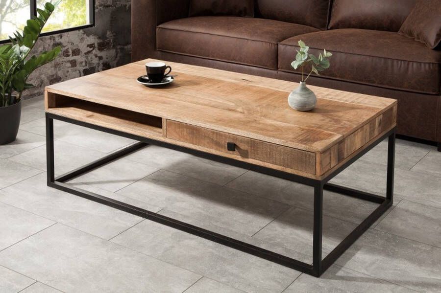 Invicta Interior Salontafel Iron Craft 100cm Massief Mango Hout Met Schuiflade 39293