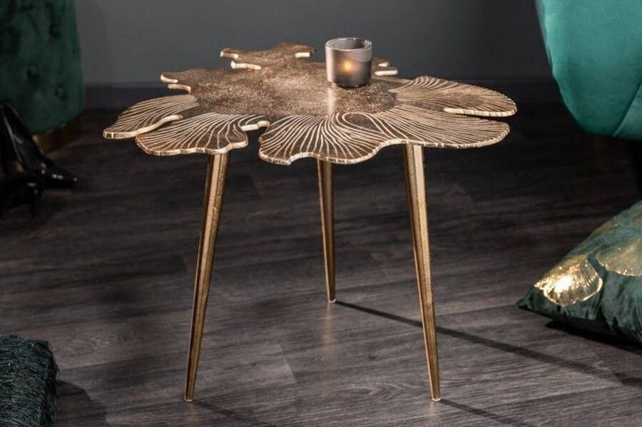 Invicta Interior Handgemaakte salontafel ABSTRACT LEAF 60cm goud filigraan bladontwerp 40390