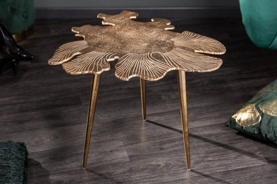 Invicta Interior Handgemaakte salontafel ABSTRACT LEAF 60cm goud filigraan bladontwerp 40390