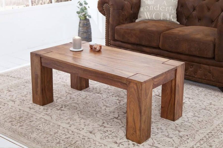 Invicta Interior Massief houten salontafel MAKASSAR 100cm Sheesham unieke korrel 37047