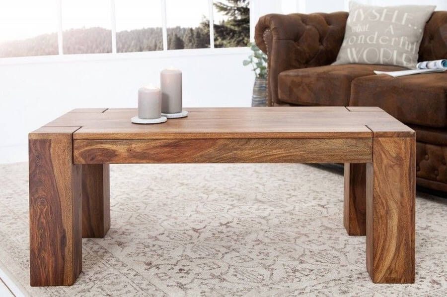 Invicta Interior Massief houten salontafel MAKASSAR 100cm Sheesham unieke korrel 37047