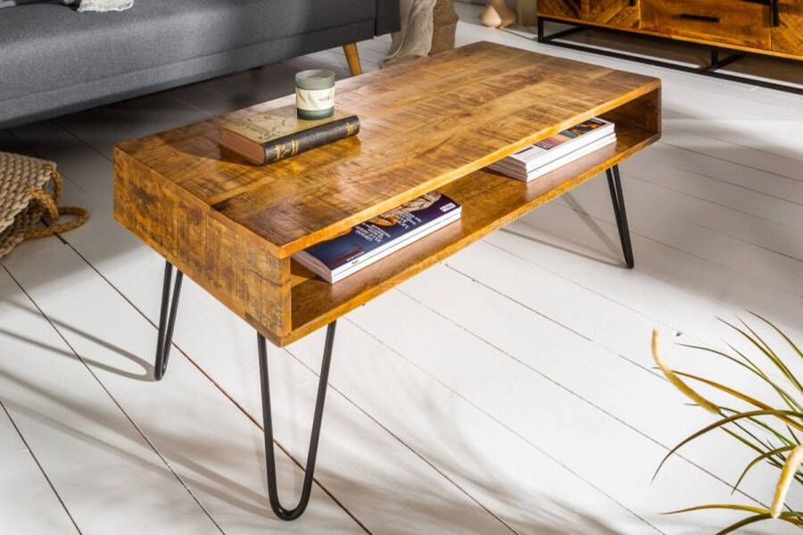 Invicta Interior Massieve salontafel SCORPION 100cm naturel mangohouten haarspeldpoten 38947