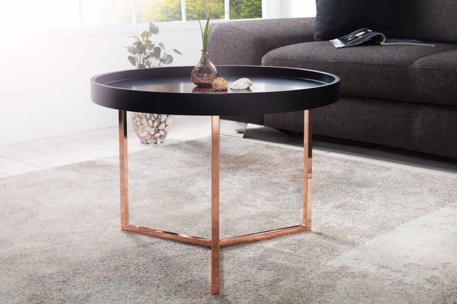 Invicta Interior Extravagante salontafel MODULAR 60cm mat zwart koper rond incl. dienblad 36719