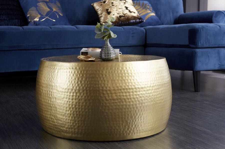 Invicta Interior Ronde salontafel ORIENT III 60cm goud metaal gehamerd ontwerp handgemaakt 39886