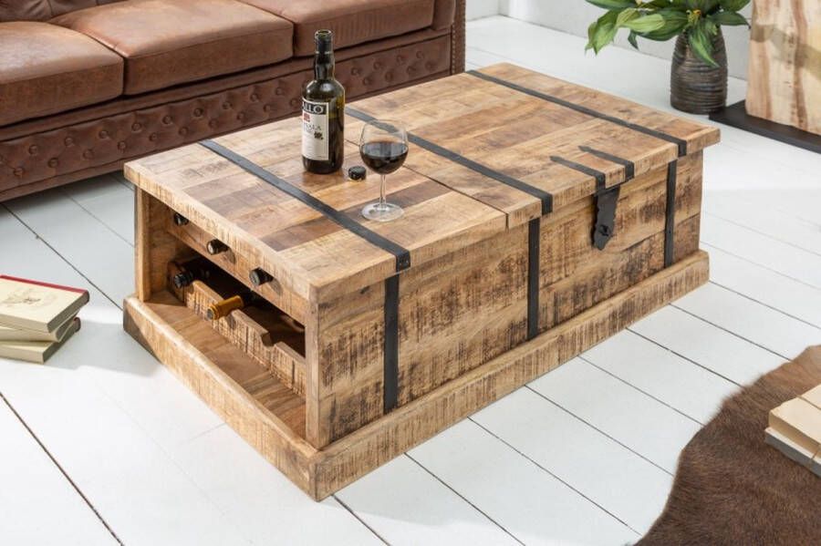 Invicta Interior Massief houten salontafel BODEGA 100cm mangohouten thuisbarkast 39814