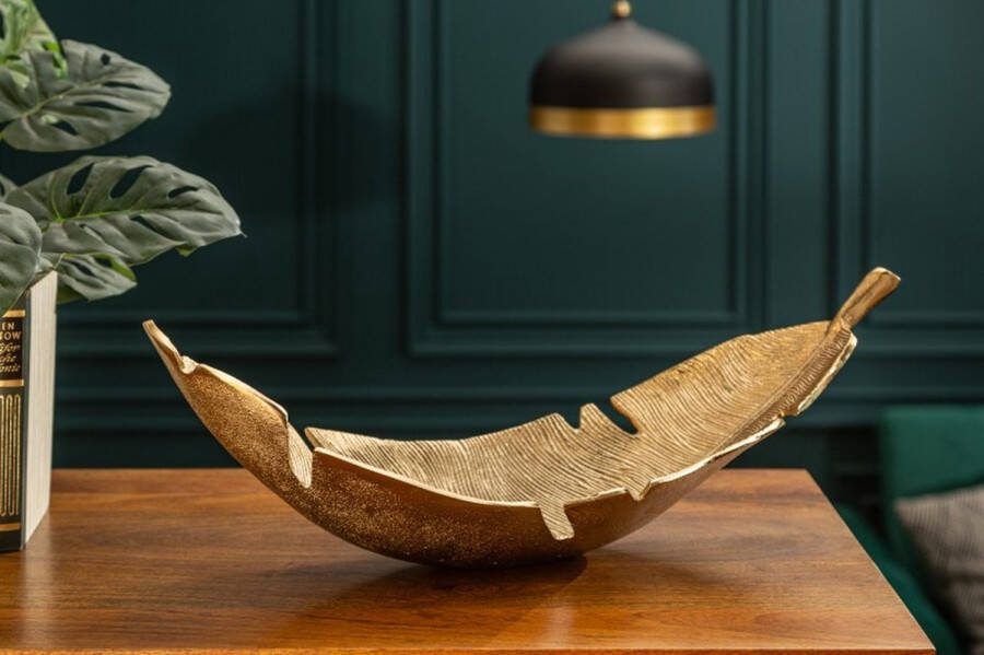 Invicta Interior Design decoratieve kom GOUD BLAD 62cm bladgoud design metaal handgemaakt 41602