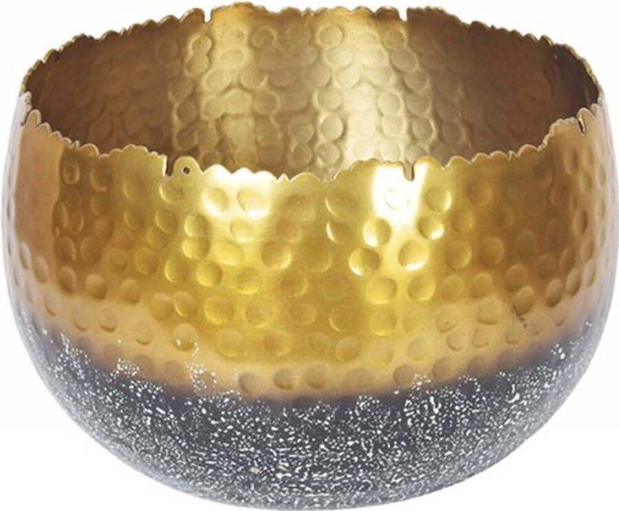 Invicta Interior Handgemaakte decoratieve kom ORIENT 19cm goud met patina in klassiek gehamerd ontwerp 41562