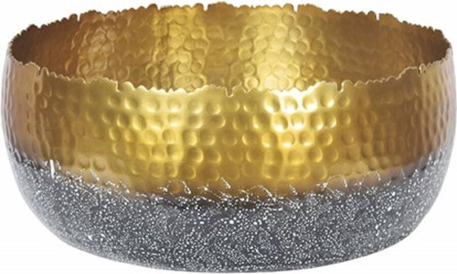 Invicta Interior Handgemaakte decoratieve kom ORIENT 31cm goud met patina in klassiek gehamerd ontwerp 41561