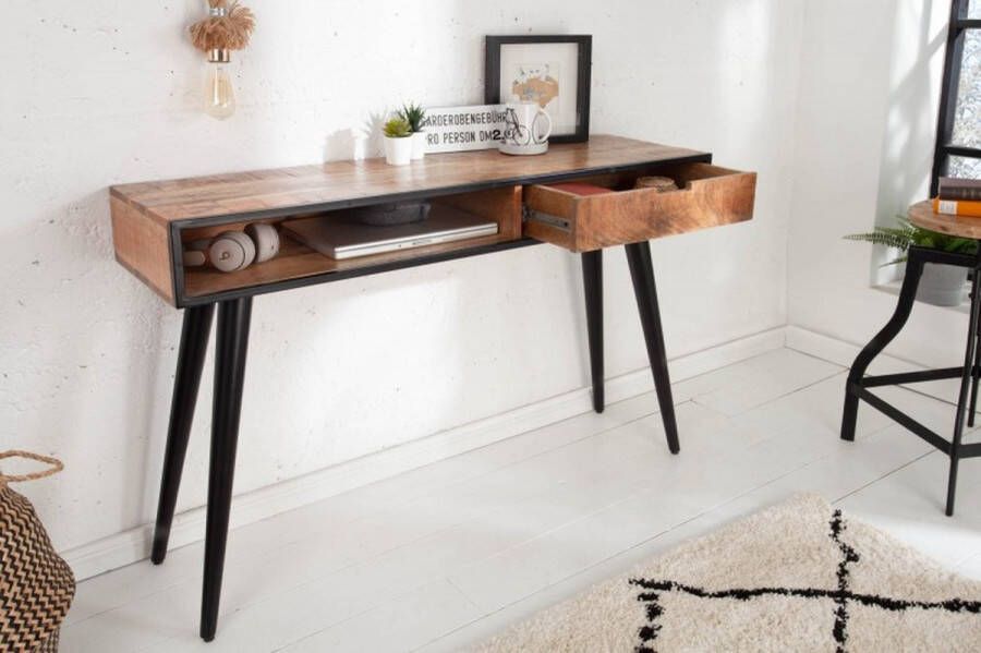 Invicta Interior industrieele consoletafel INDUSTRIAL 120cm Mango met zwarte poten 39651