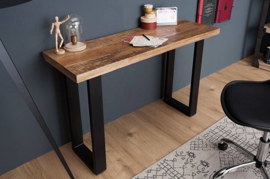 Invicta Interior Design consoletafel IRON CRAFT 115cm mangohout ijzeren bureau 38664