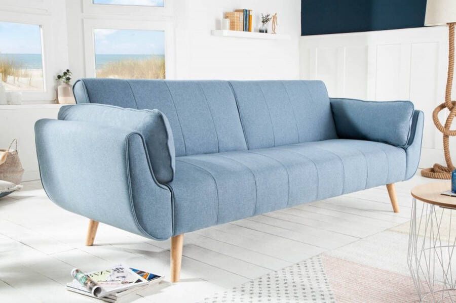 Invicta Interior Design slaapbank DIVANI 220cm lichtblauw bedfunctie 3-zitsbank Scandinavisch design 40088
