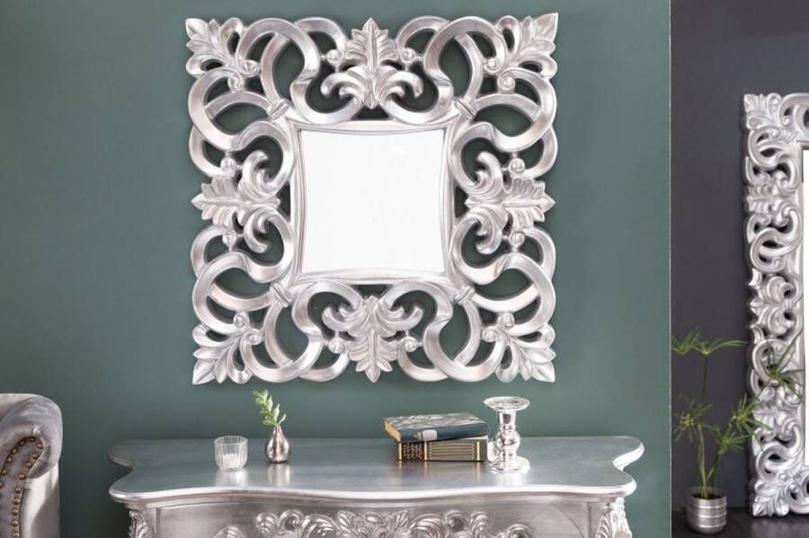 Invicta Interior Elegante wandspiegel VENICE 75x75cm zilver antiek barokstijl 15627