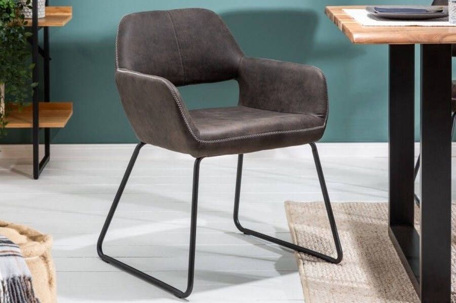 Invicta Interior Design stoel MUSTANG antiek grijs microvezel met armleuning 39795