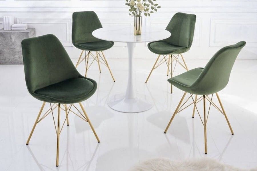 Invicta Interior Design stoel SCANDINAVIA MEISTERSTÜCK donkergroen fluweel gouden poten 42187