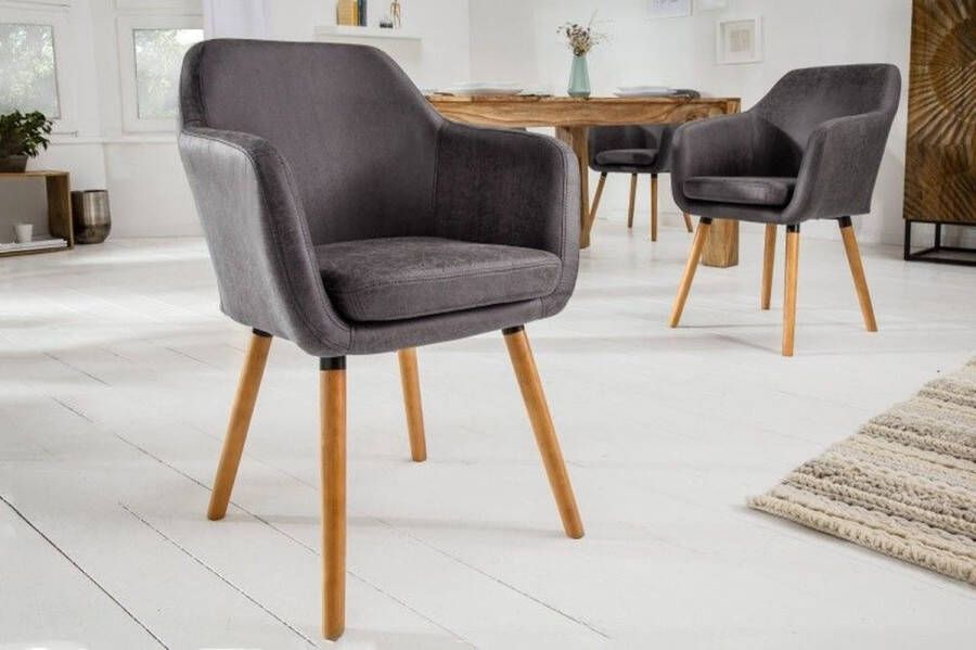 Invicta Interior Design armleuningstoel SUPREME vintage grijs met massief houten poten 38439
