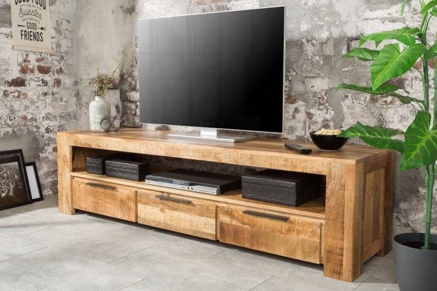Invicta Interior Massief tv-meubel IRON CRAFT 170cm mangohouten lowboard 3 lades 38929