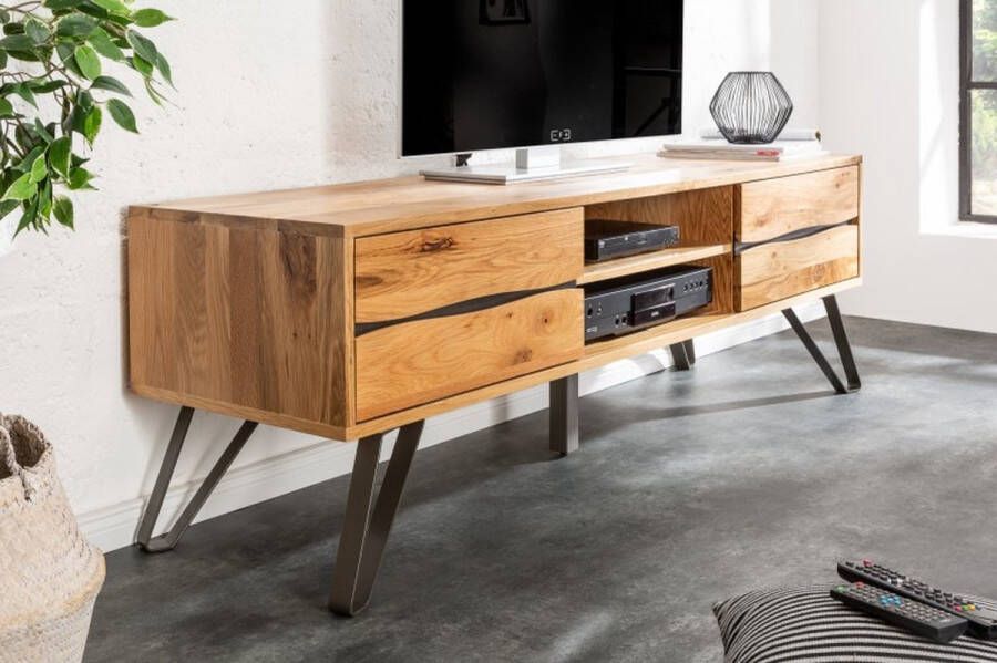 Invicta Interior Massief tv-meubel LIVING EDGE 160cm wild eiken geolied boomrand lowboard 39434