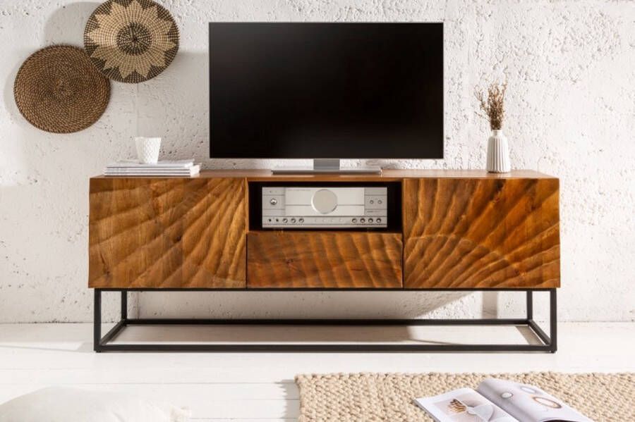 Invicta Interior Massief TV-lowboard SCORPION 160cm mangohout met gedetailleerd 3D-snijwerk 40252