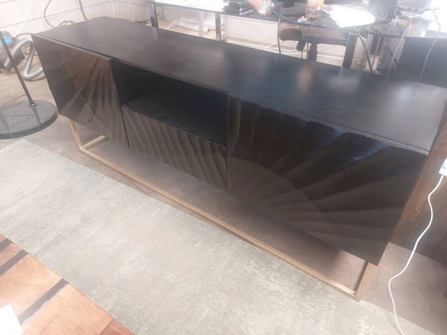 Invicta Interior Massief tv-lowboard SCORPION 160cm zwart mangohout met gedetailleerde 3D-snijwerken 40253