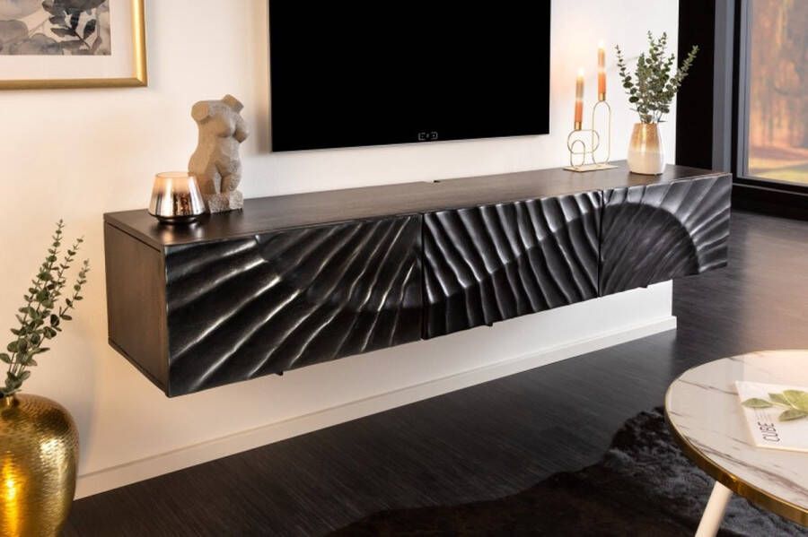 Invicta Interior Massief tv-meubel SCORPION 160 cm hangend dressoir van zwart mangohout 41995
