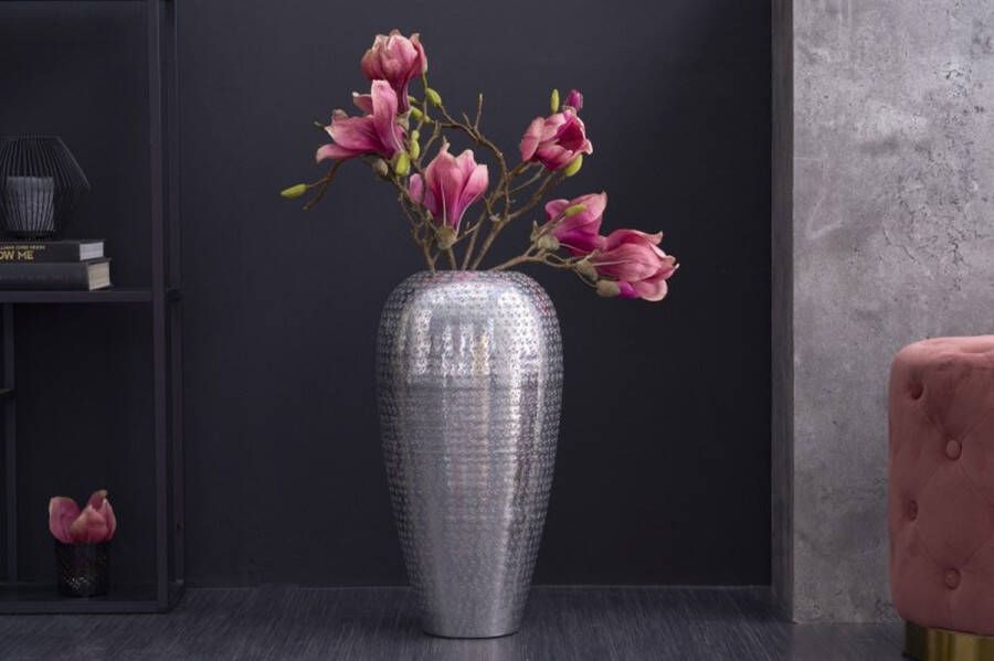 Invicta Interior Elegante vaas ORIENTAL 50cm zilver in wild hamerontwerp 41550