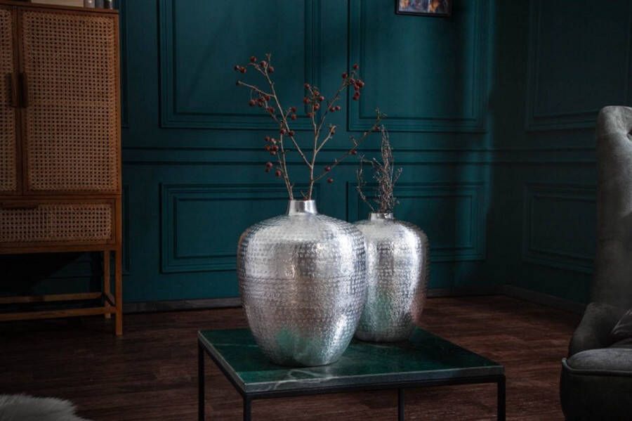 Invicta Interior Elegante vazen set van 2 OOSTERSE 33cm zilver met de hand versierd 40102