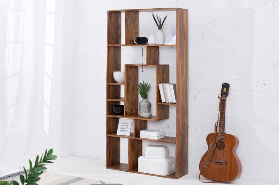 Invicta Interior Massieve boekenkast CUBUS Sheesham 180cm unieke korrel 38118