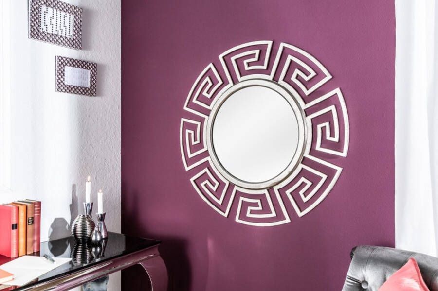 Invicta Interior Glamorous design spiegel EUPHORIA XL 85cm zilveren wandspiegel handgemaakt van metaal 38725