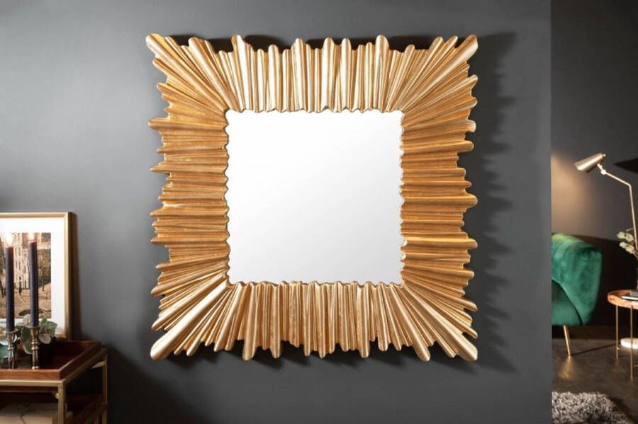 Invicta Interior Moderne wandspiegel VENICE 96cm goud met opvallende lijst 40699