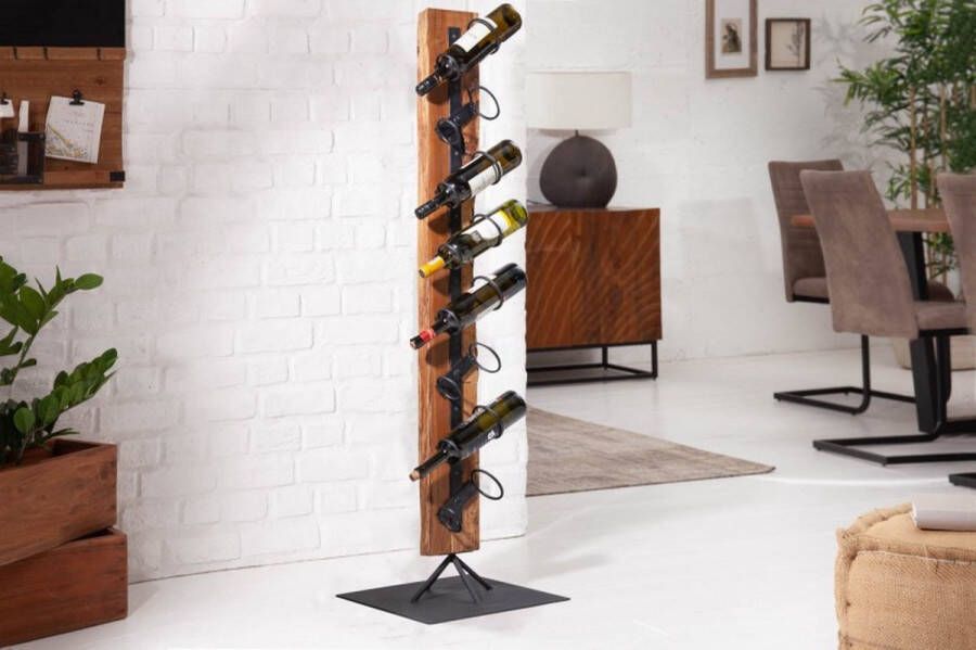 Invicta Interior Massief wijnrek BARRACUDA 140cm teakhouten rustieke flessenhouder 37630