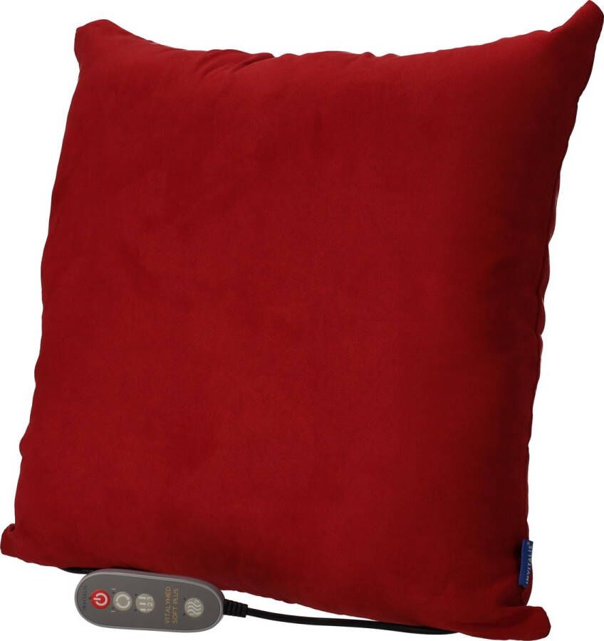 Invitalis Benelux Invitalis VitalyMed Soft Plus in het Bordeaux rood en grijs. Dit vernieuwde massagekussen met infrarood en memory foam geeft geweldige shiatsu massage. kleuren 5 jaar garantie afstandsbediening rug- nek- schouder- been- en voetmassage