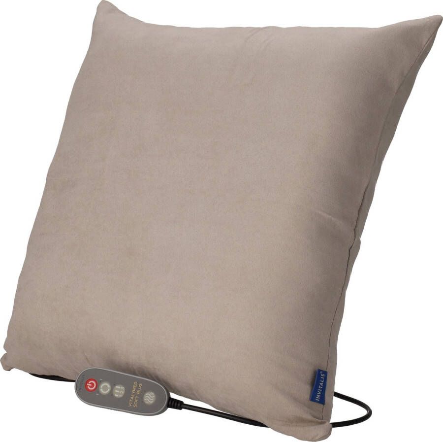 Invitalis Benelux Invitalis VitalyMed Soft Plus in het licht grijs en donker grijs. Dit vernieuwde massagekussen met infrarood en memory foam geeft geweldige shiatsu massage. kleuren 5 jaar garantie afstandsbediening rug- nek- schouder- been- en voetmassage