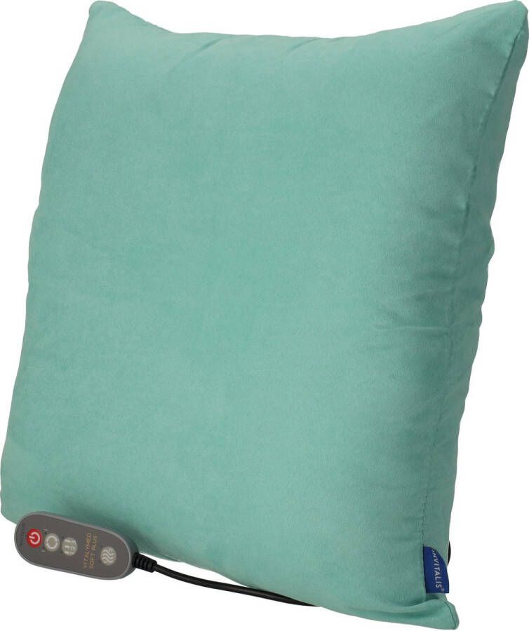 Invitalis Benelux Invitalis VitalyMed Soft Plus in het turqouis en grijs. Dit vernieuwde en unieke massagekussen met infrarood en memory foam geeft geweldige shiatsu massage. kleuren 5 jaar garantie afstandsbediening rug- nek- schouder- been- en voetmassage