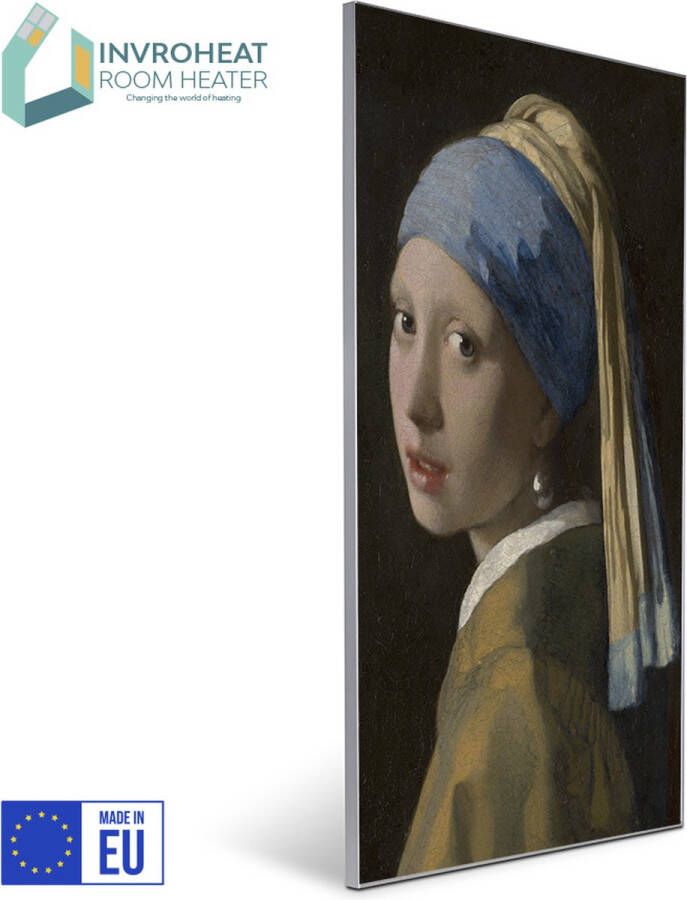 Invroheat infrarood verwarmingspaneel Het meisje met de parel Vermeer 800Watt 91.5x61cm Een paneel is duurzaam zeer energie efficiënt en warmt snel op afbeelding verwisselbaar