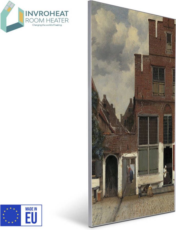 Invroheat INFRAROOD VERWARMINGSPANEEL serie Hollandse Meesters 'Het straatje' van Johannes Vermeer- Een infrarood verwarmingspaneel is duurzaam zeer energie efficiënt en warmt snel op zonder thermostaat 650W