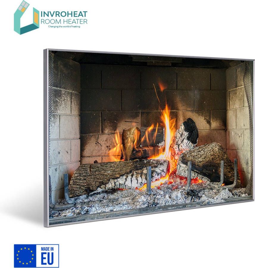 Invroheat infrarood paneel Fireplace 800Watt 91.5x61cm 16 m2 afbeelding verwisselbaar duurzaam en energiezuinig