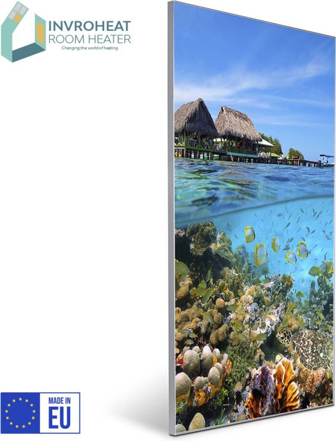 Invroheat infrarood paneel Tropical Ocean 800Watt 61x91.5cm 16 m2 afbeelding verwisselbaar duurzaam en energiezuinig