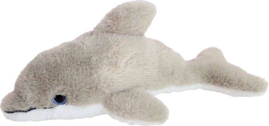 Imware Inware pluche dolfijn knuffeldier grijs wit zwemmend 26 cm Knuffel zeedieren