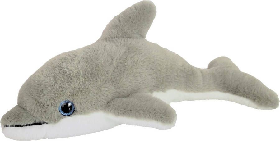 Imware Inware pluche dolfijn knuffeldier grijs wit zwemmend 32 cm Knuffel zeedieren