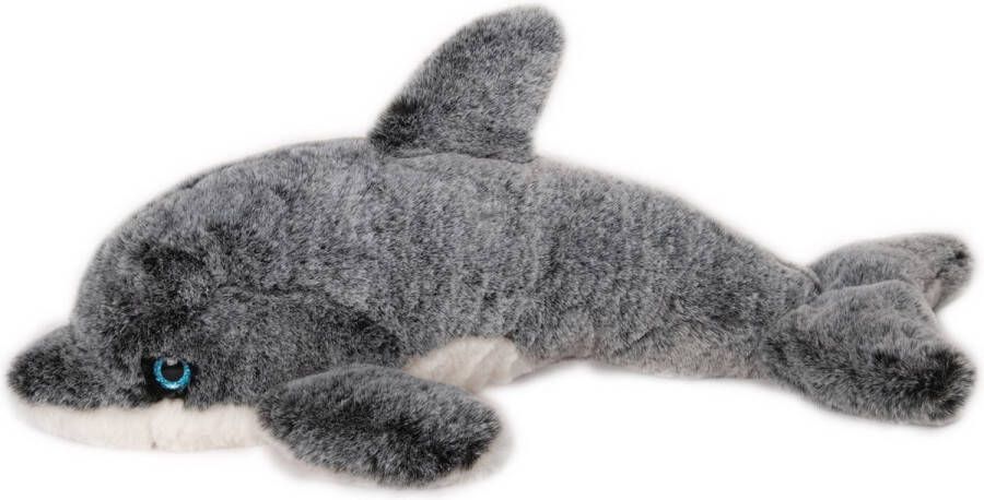 Imware Inware pluche dolfijn knuffeldier grijs wit zwemmend 34 cm Knuffel zeedieren