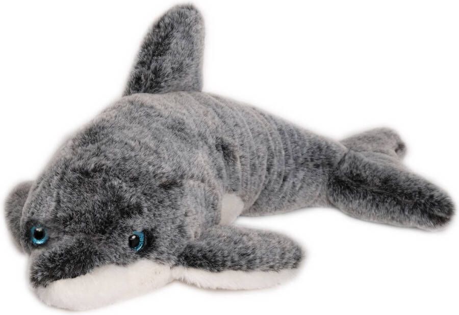 Imware Inware pluche dolfijn knuffeldier grijs wit zwemmend 43 cm Knuffel zeedieren