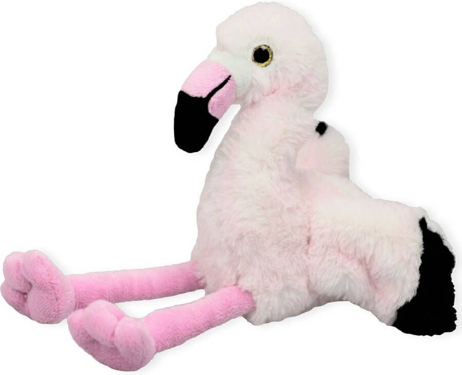 Inware pluche flamingo vogel knuffeldier roze zittend 16 cm Dieren vogels knuffels